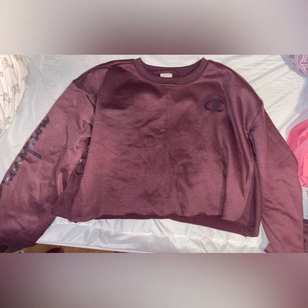 Champion Women's Maroon Cropped Crew Neck